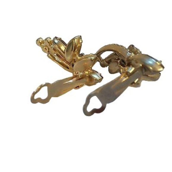 Stunning Topaz Crystals Clip On Earrings Lovely Vintage Costume Jewelry - Picture 7 of 8